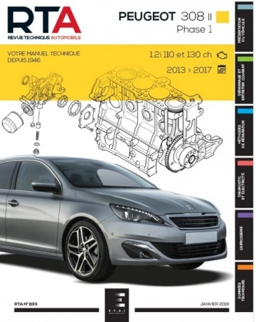 Revue technique automobile - Peugeot 308 T9 Phase 1    1.2i 110cv & 130cv (2013 -2017)  [Livres]