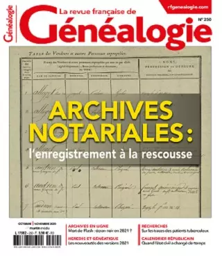 La Revue Française De Généalogie N°250 – Octobre-Novembre 2020  [Magazines]